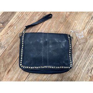 Free People Bolsa Nova Marisa Bag Studded Navy Leather Purse Campomaggi